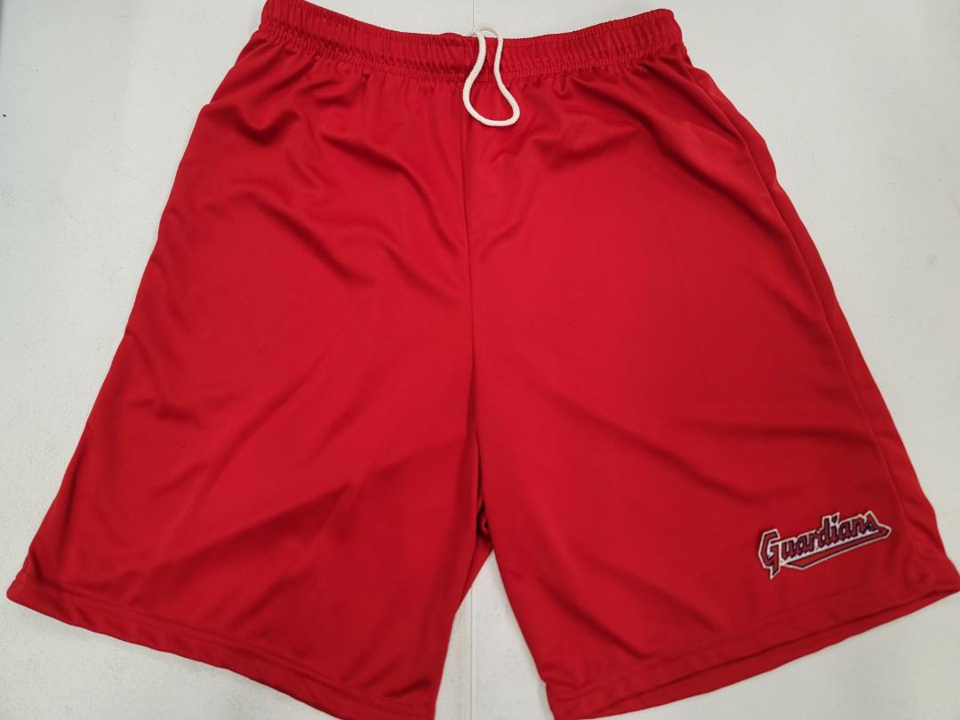 Mens MLB CLEVELAND GUARDIANS Moisture Wick Dri Fit SHORTS W/POCKETS RED