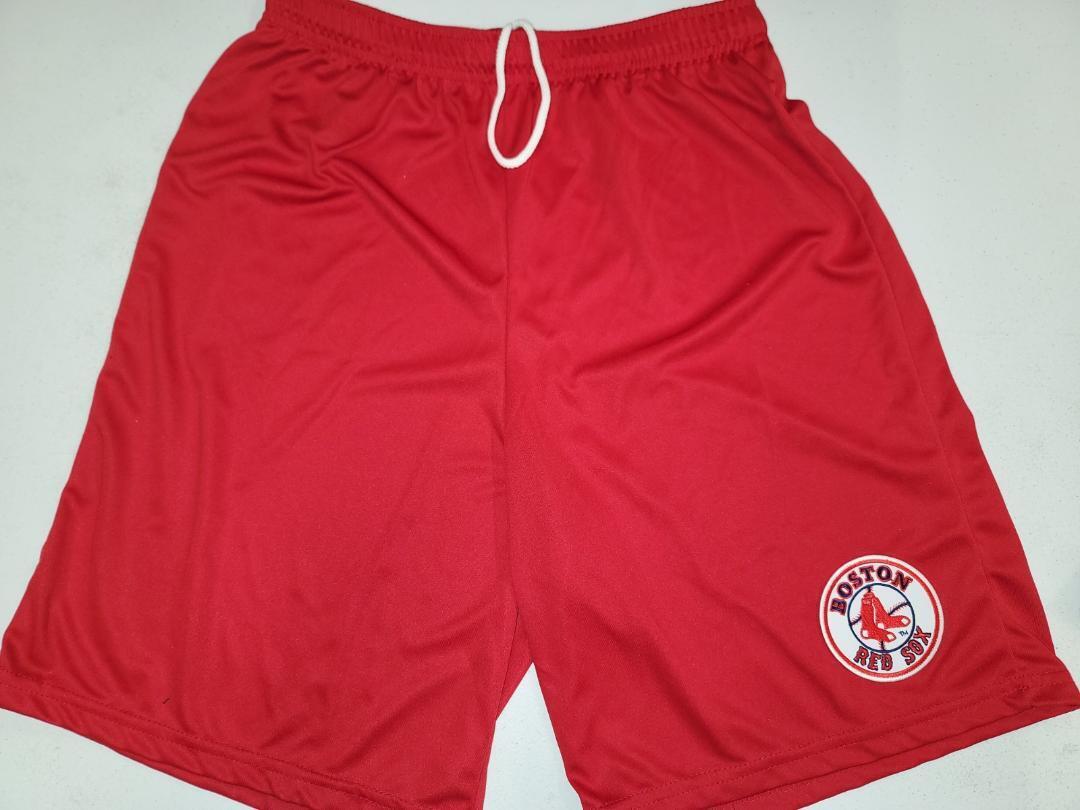 Mens MLB BOSTON RED SOX Moisture Wick Dri Fit SHORTS W/POCKETS RED