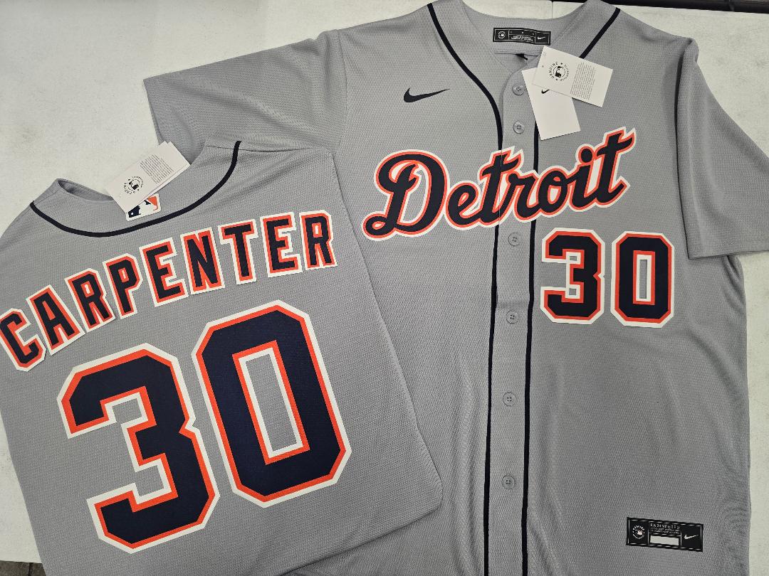Nike Detroit Tigers KERRY CARPENTER Sewn Baseball Jersey GRAY