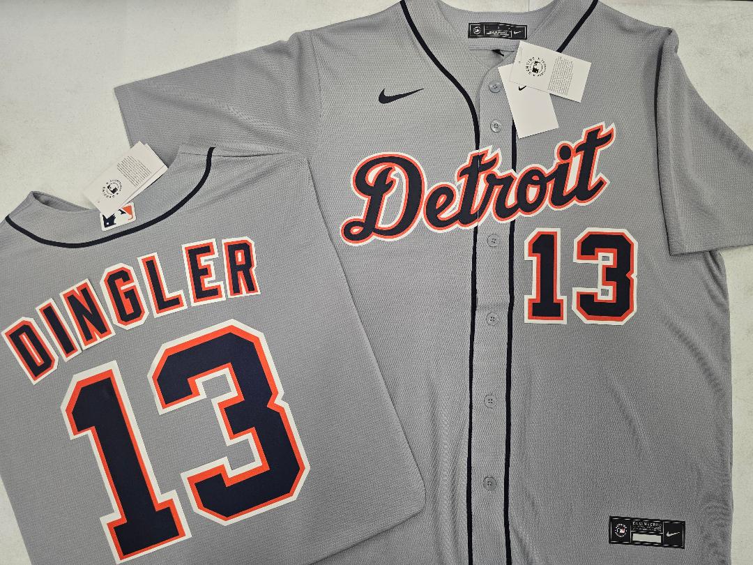 Nike Detroit Tigers DILLION DINGLER Sewn Baseball Jersey GRAY