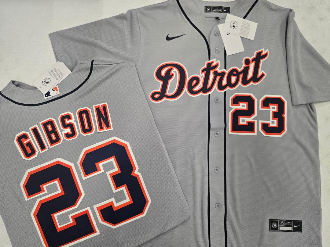 Nike Detroit Tigers KIRK GIBSON Sewn Baseball Jersey GRAY