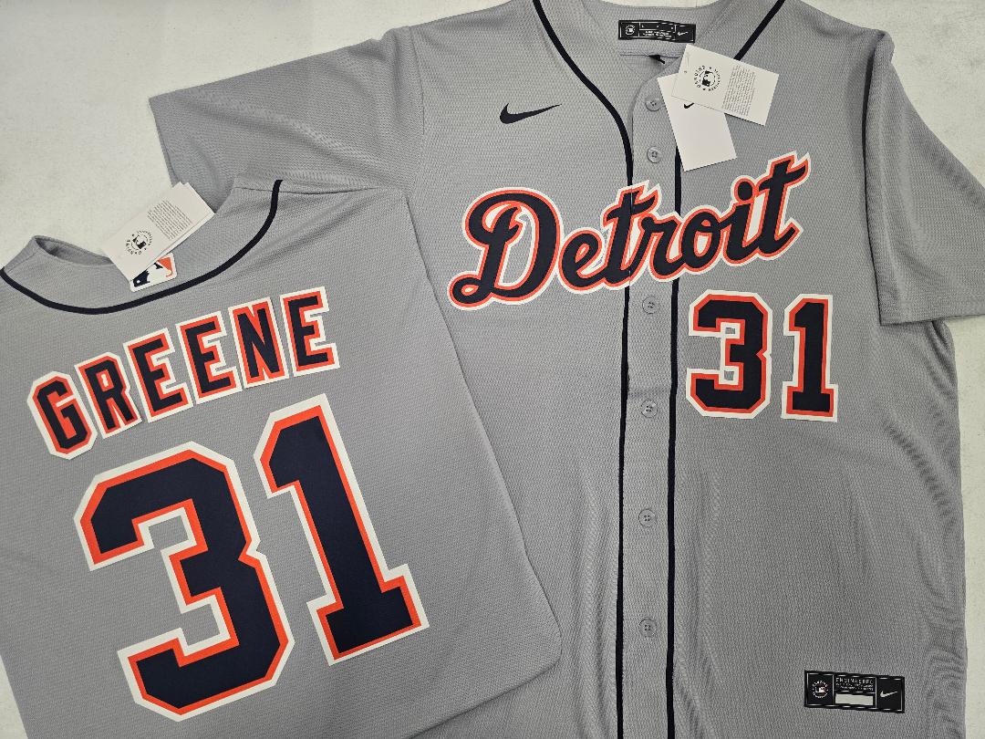 Nike Detroit Tigers RILEY GREENE Sewn Baseball Jersey GRAY