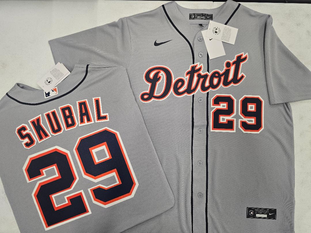 Nike Detroit Tigers TARIK SKUBAL Sewn Baseball Jersey GRAY