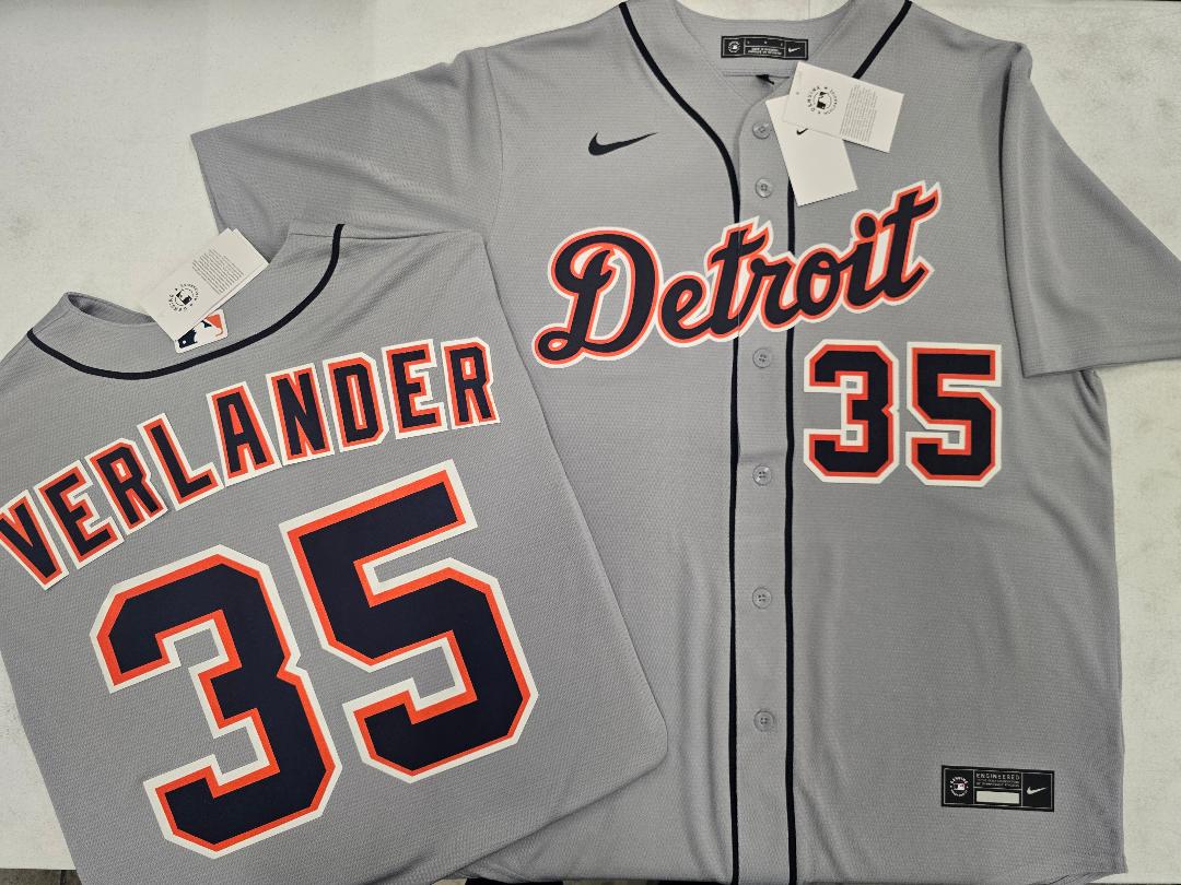 Nike Detroit Tigers JUSTIN VERLANDER Sewn Baseball Jersey GRAY
