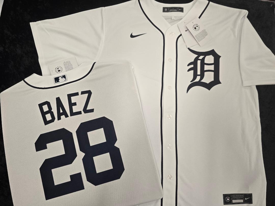 Nike Detroit Tigers JAVIER BAEZ Sewn Baseball Jersey WHITE