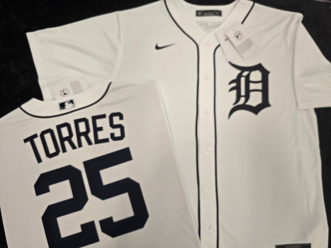 Nike Detroit Tigers GLEYBER TORRES Sewn Baseball Jersey WHITE