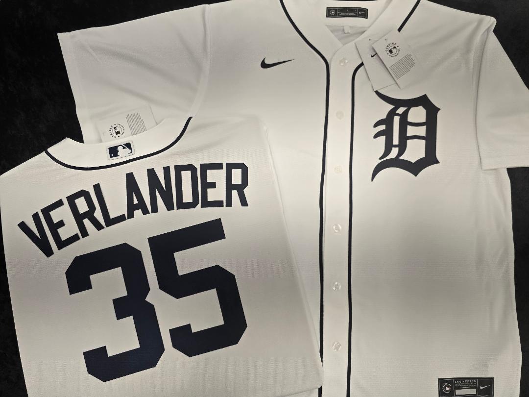Nike Detroit Tigers JUSTIN VERLANDER Sewn Baseball Jersey WHITE
