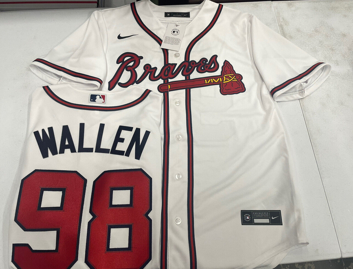 Nike Atlanta Braves MORGAN WALLEN Sewn Baseball Jersey WHITE