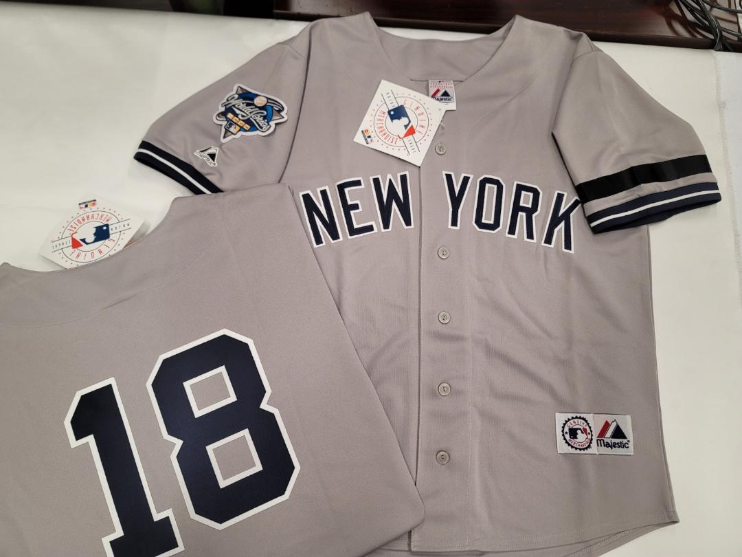 Majestic New York Yankees SCOTT BROSIUS 2000 World Series Baseball Jersey GRAY (Bob Lemon)