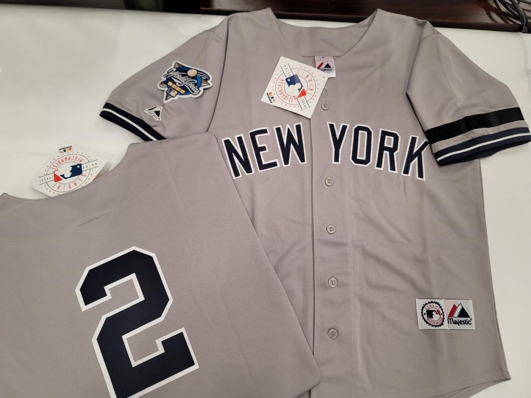 Majestic New York Yankees DEREK JETER 2000 World Series Baseball Jersey GRAY (Bob Lemon)