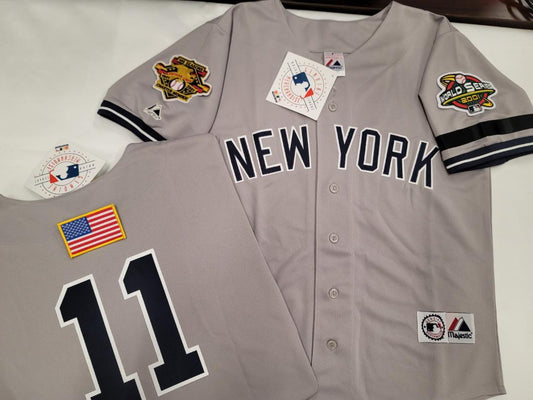Majestic New York Yankees CHUCK KNOBLAUCH 2001 World Series Baseball Jersey GRAY (9/11 Memorial)