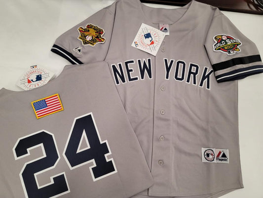 Majestic New York Yankees TINO MARTINEZ 2001 World Series Baseball Jersey GRAY (9/11 Memorial)