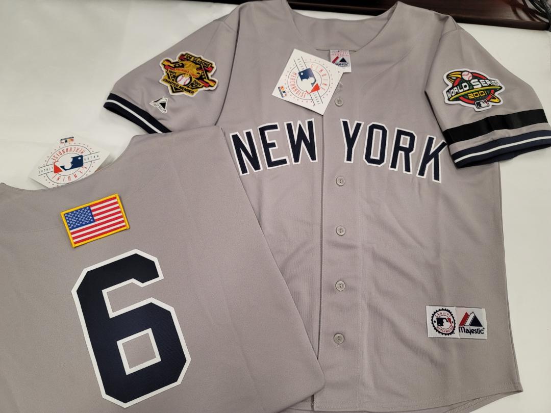 Majestic New York Yankees JOE TORRE 2001 World Series Baseball Jersey GRAY (9/11 Memorial)