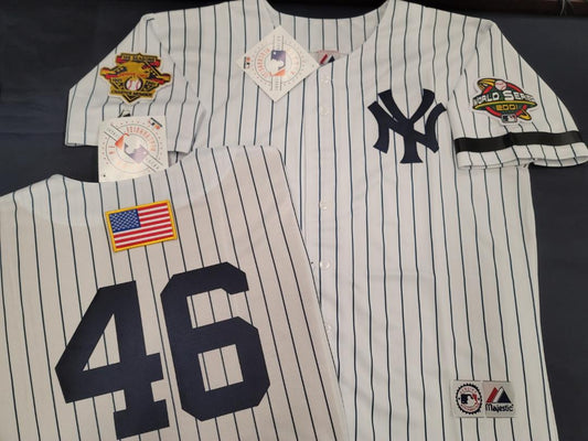 Majestic New York Yankees ANDY PETTITTE 2001 World Series Baseball JERSEY White P/S (9/11 Memorial)