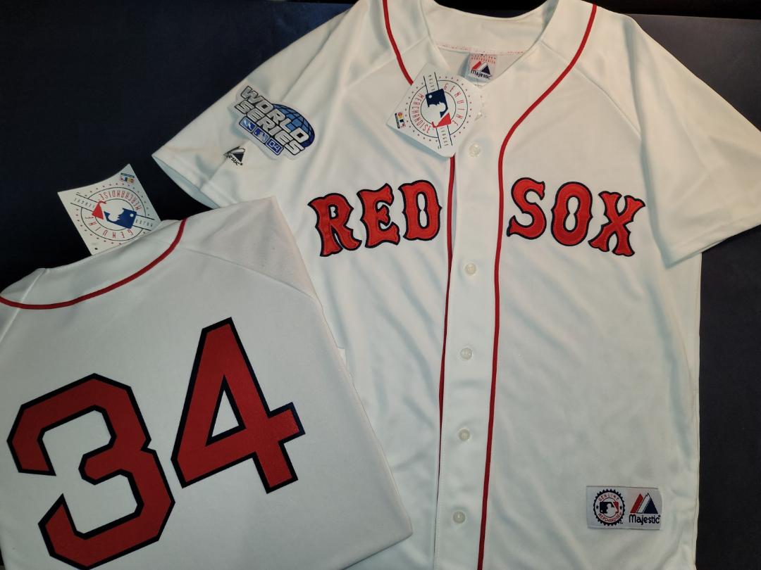 Majestic Boston Red Sox DAVID ORTIZ 2004 World Series Baseball Jersey WHITE