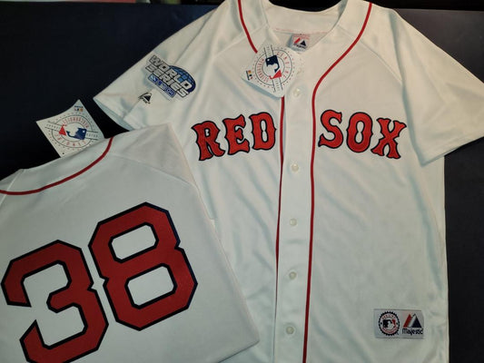 Majestic Boston Red Sox CURT SCHILLING 2004 World Series Baseball Jersey WHITE