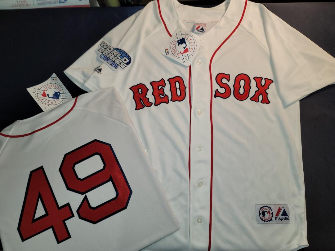 Majestic Boston Red Sox TIM WAKEFIELD 2004 World Series Baseball Jersey WHITE