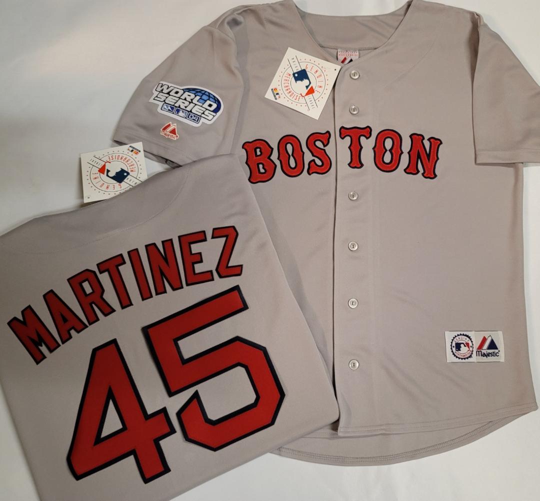 Majestic Boston Red Sox PEDRO MARTINEZ 2004 World Series Baseball Jersey GRAY