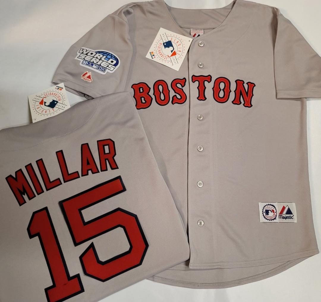 Majestic Boston Red Sox KEVIN MILLAR 2004 World Series Baseball Jersey –