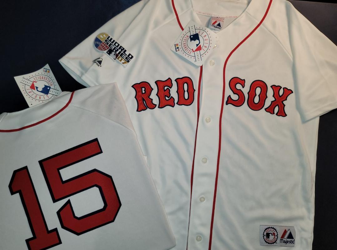 Majestic Boston Red Sox DUSTIN PEDROIA 2007 World Series Baseball Jers –