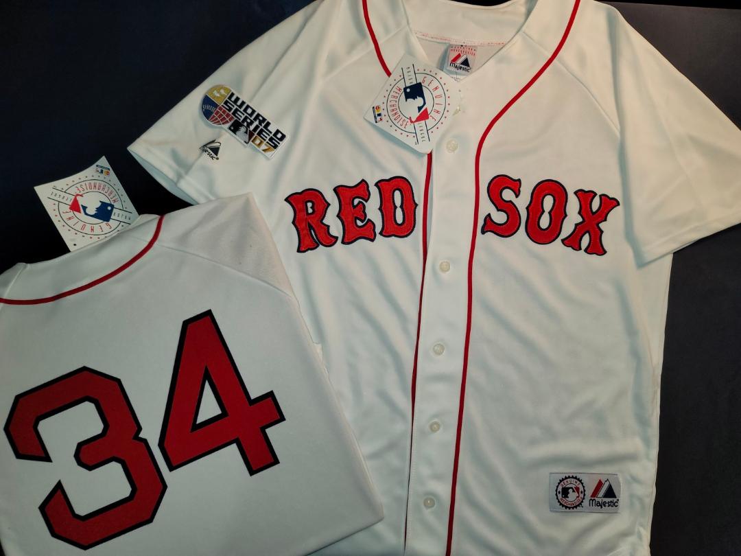 Majestic Boston Red Sox DAVID ORTIZ 2007 World Series Baseball Jersey WHITE