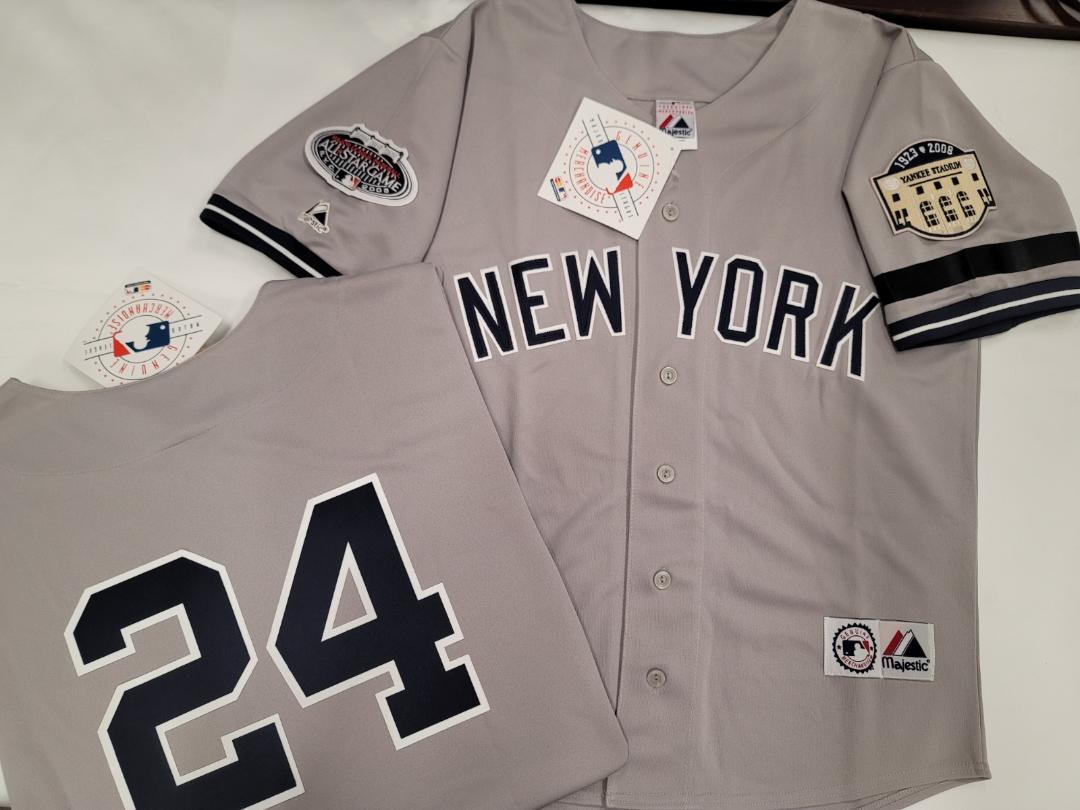 Majestic New York Yankees ROBINSON CANO 2008 Baseball JERSEY GRAY (Stadium Closing & All Star Patch) (Bobby Murcer Memorial Band)