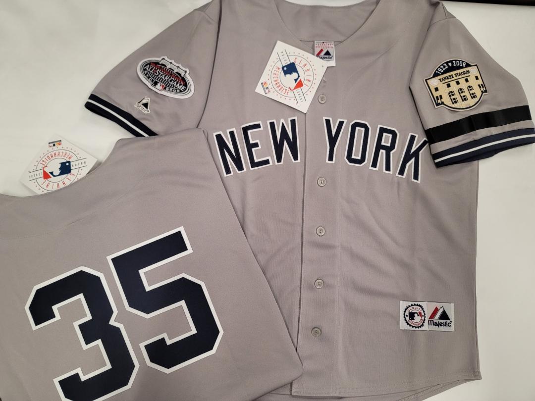 Majestic New York Yankees MIKE MUSSINA 2008 Baseball JERSEY GRAY (Stadium Closing & All Star Patch) (Bobby Murcer Memorial Band)