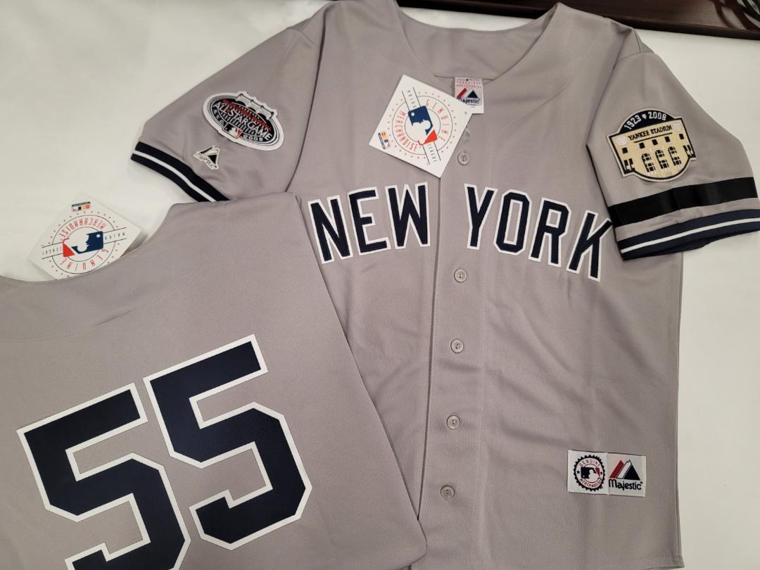 Majestic New York Yankees HIDEKI MATSUI 2008 Baseball JERSEY GRAY (Stadium Closing & All Star Patch) (Bobby Murcer Memorial Band)