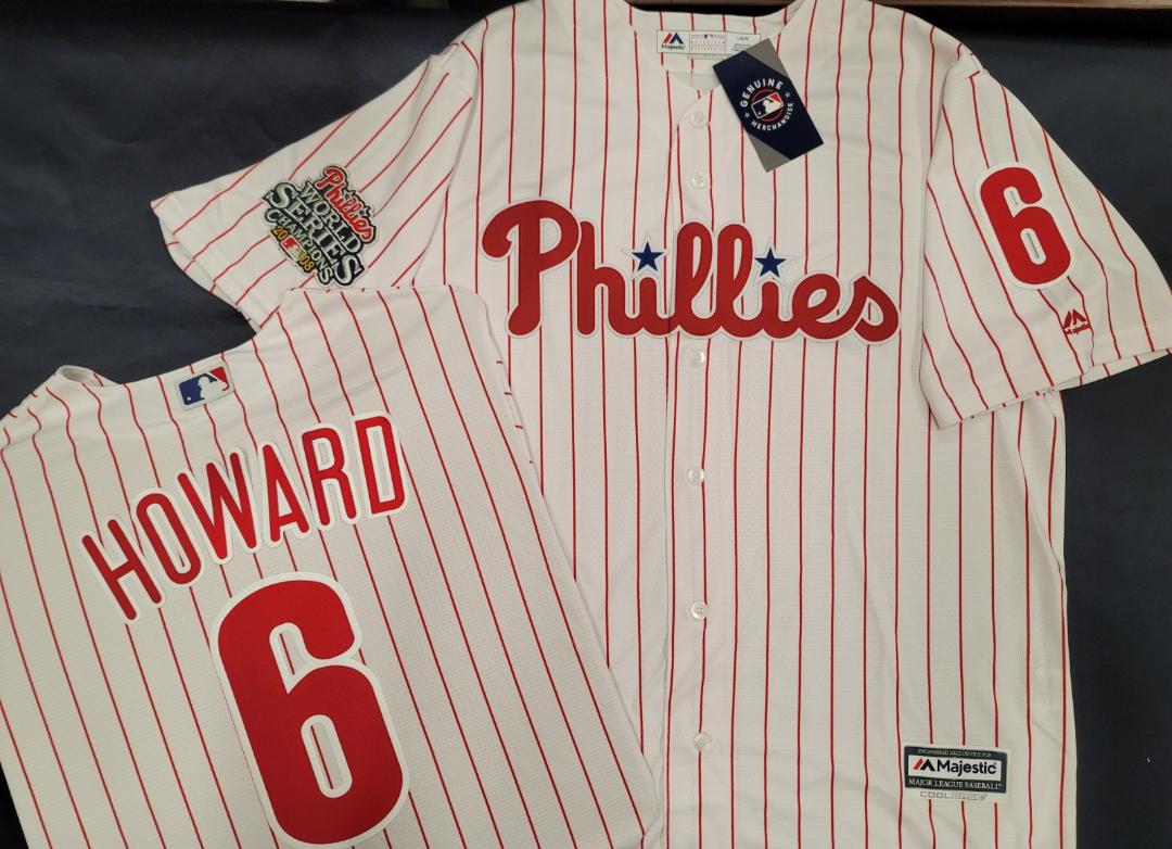 Majestic Philadelphia Phillies RYAN HOWARD 2008 World Series Champions Baseball Jersey WHT P/S