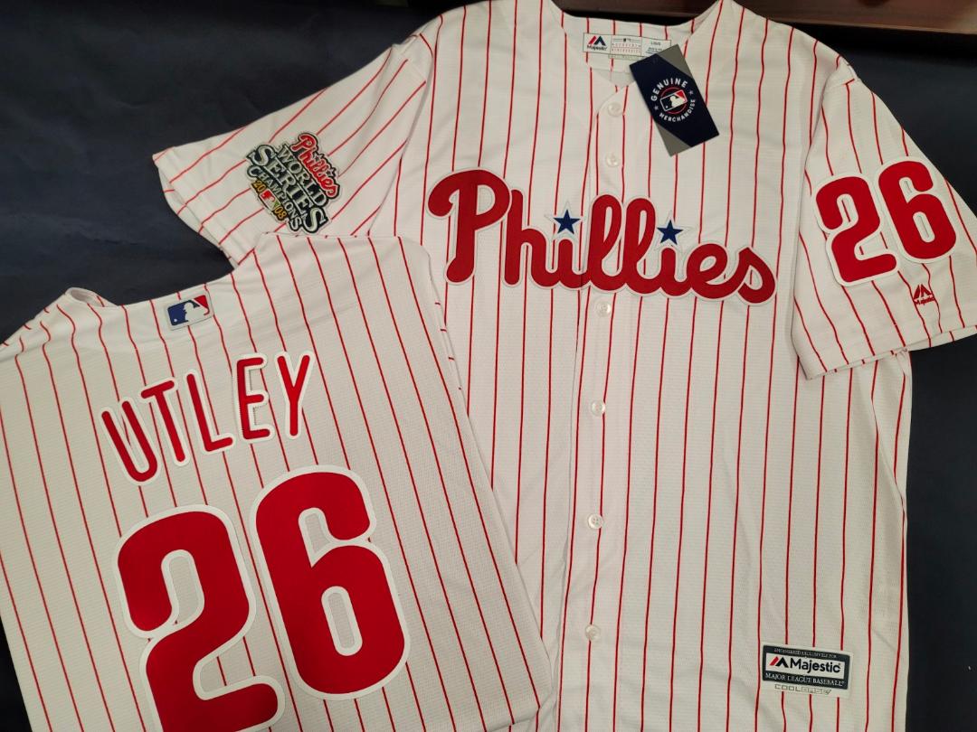 Majestic Philadelphia Phillies CHASE UTLEY 2008 World Series Champions Baseball Jersey WHT P/S