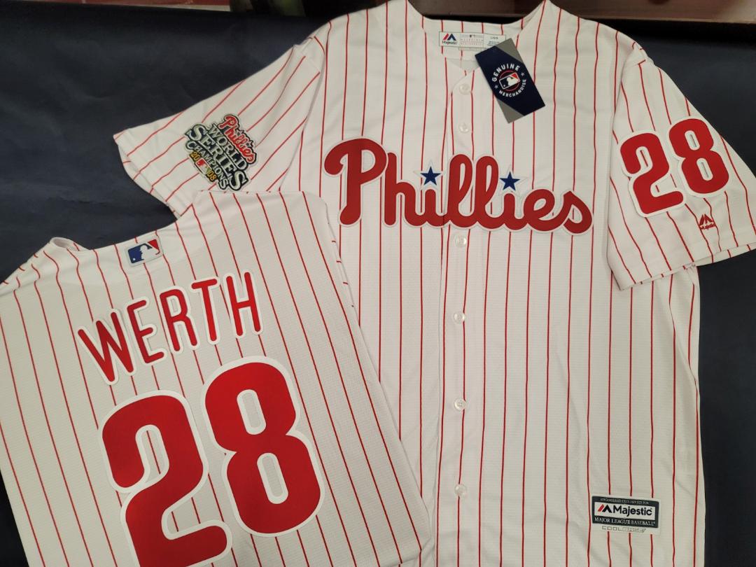 Majestic Philadelphia Phillies JAYSON WERTH 2008 World Series Champions Baseball Jersey WHT P/S