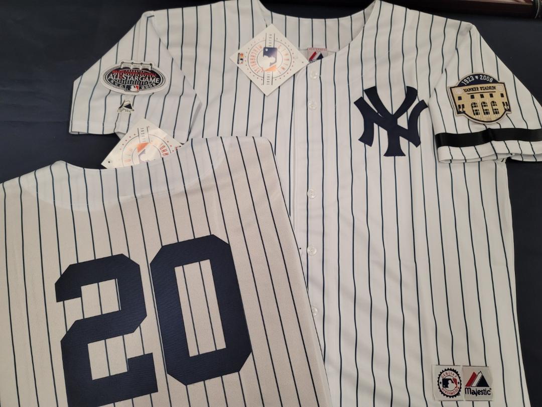 Majestic New York Yankees JORGE POSADA 2008 Baseball JERSEY White P/S –
