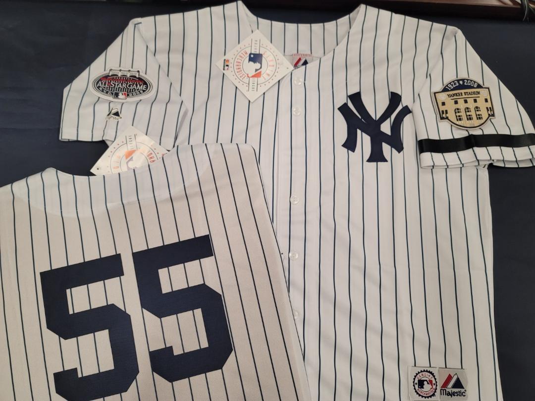 Majestic New York Yankees HIDEKI MATSUI 2008 Baseball JERSEY White P/S (Stadium Closing & All Star Patch) (Bobby Murcer Memorial Band)
