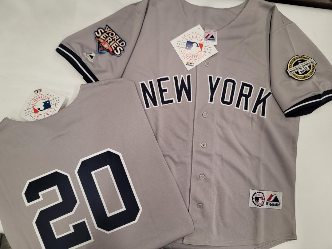 Majestic New York Yankees JORGE POSADA 2009 World Series Baseball JERSEY GRAY