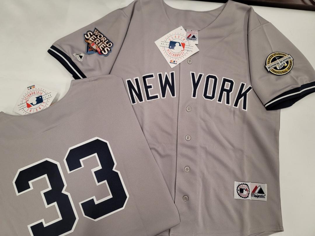 Majestic New York Yankees NICK SWISHER 2009 World Series Baseball JERSEY GRAY