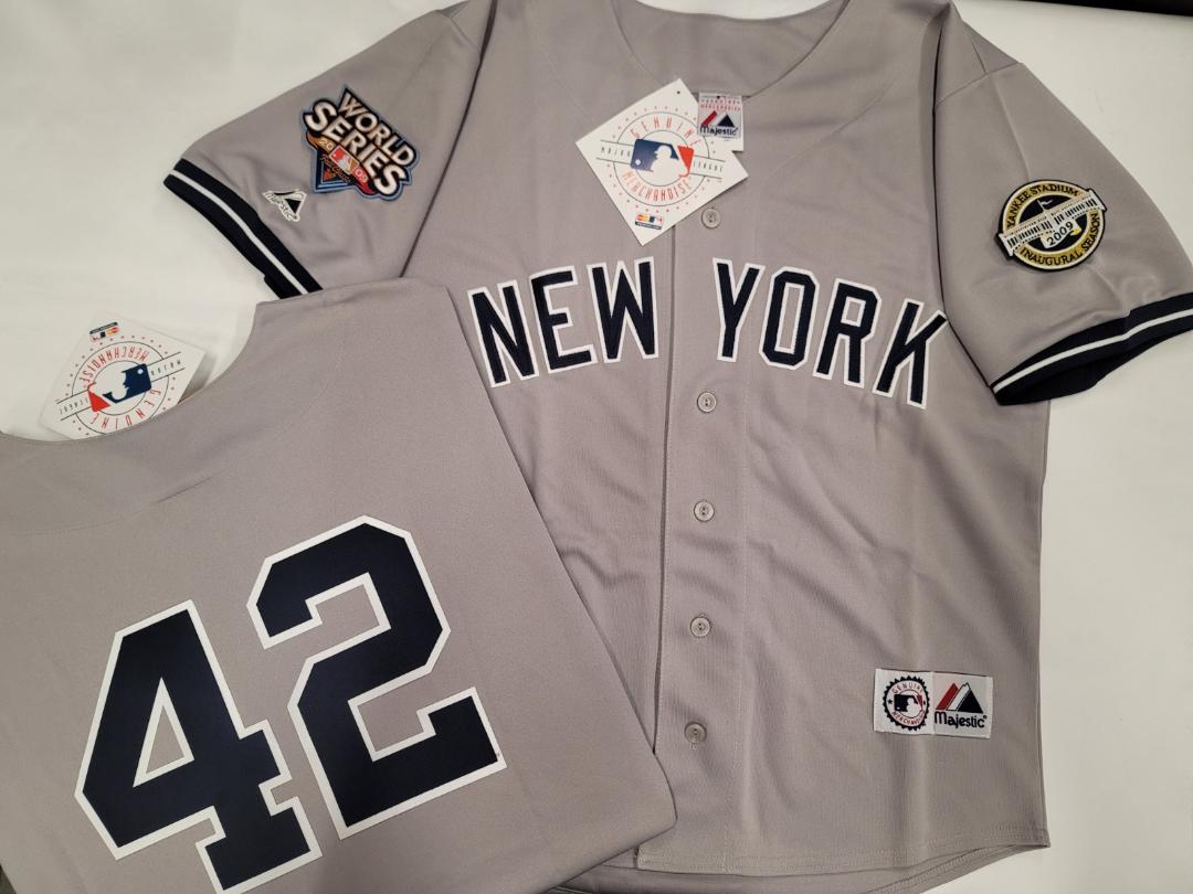 Majestic New York Yankees MARIANO RIVERA 2009 World Series Baseball JERSEY GRAY