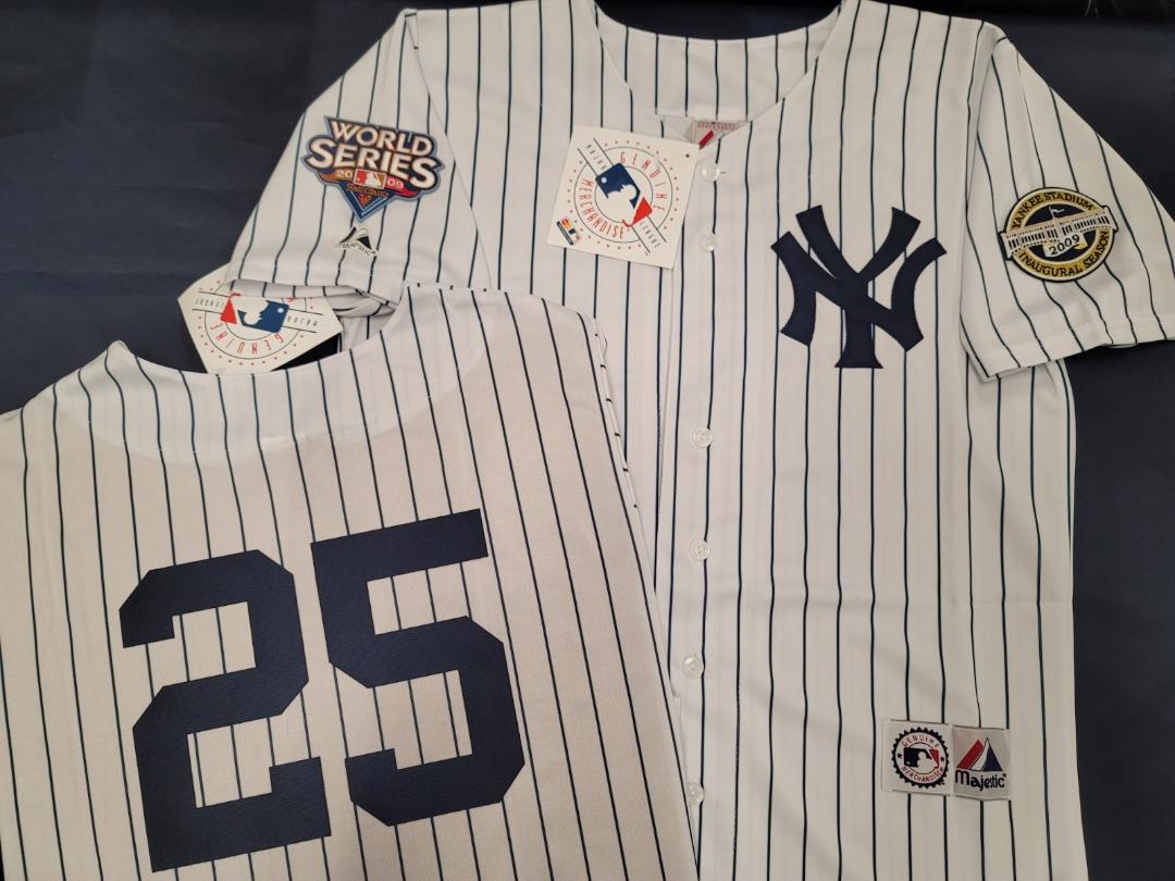 Majestic New York Yankees MARK TEIXEIRA 2009 World Series Baseball JERSEY White P/S