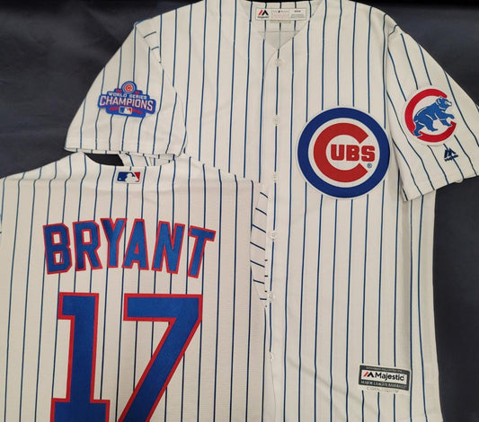 Majestic Chicago Cubs KRIS BRYANT 2016 World Series Baseball Jersey WHITE P/S