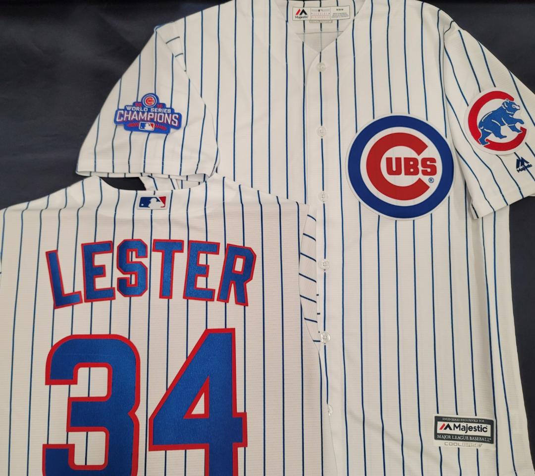 Majestic Chicago Cubs JON LESTER 2016 World Series Baseball Jersey WHITE P/S