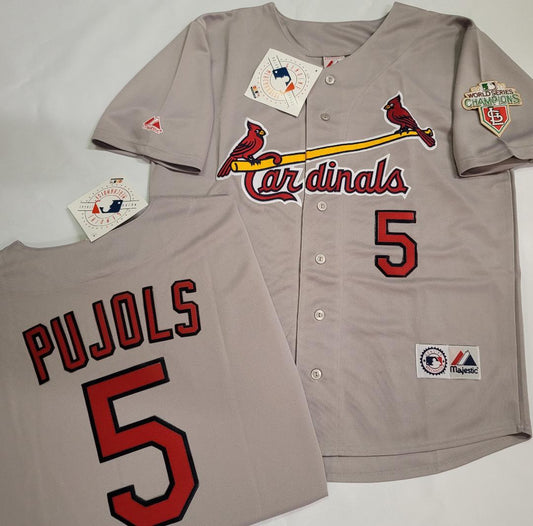 Majestic St Louis Cardinals ALBERT PUJOLS 2011 World Series Baseball Jersey GRAY