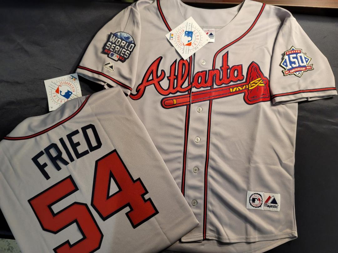 Majestic Atlanta Braves MAX FRIED 2021 World Series Baseball Jersey GRAY