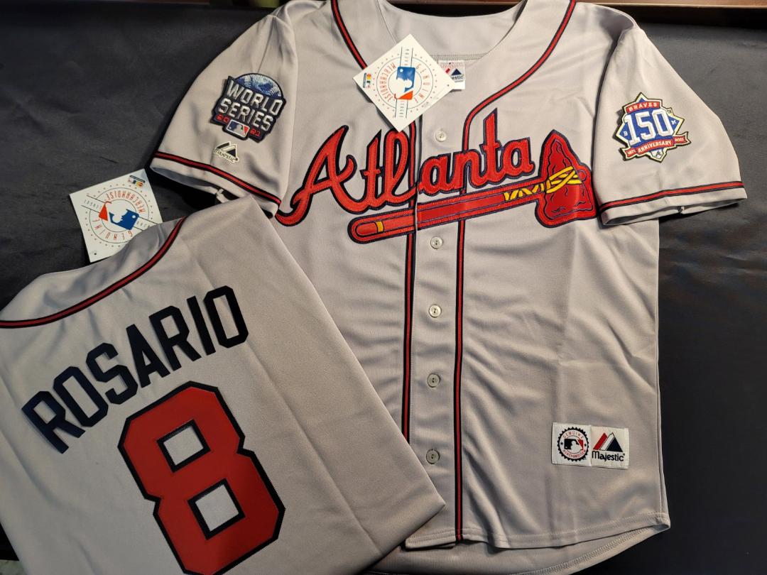 Majestic Atlanta Braves EDDIE ROSARIO 2021 World Series Baseball Jersey GRAY