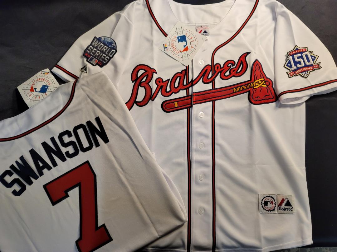 Majestic Atlanta Braves DANSBY SWANSON 2021 World Series Baseball Jersey WHITE
