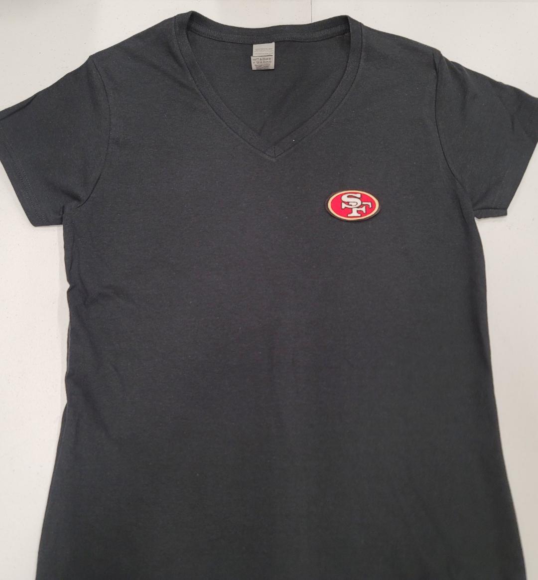 Womens NFL Team Apparel SAN FRANCISCO 49ers V-Neck Football Shirt BLAC –