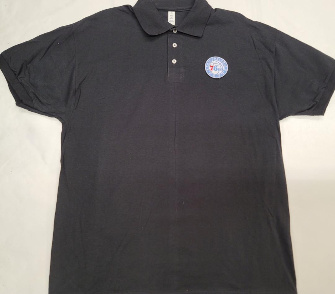 Mens NBA Team Apparel PHILADELPHIA 76ers Basketball Polo Golf Shirt BLACK