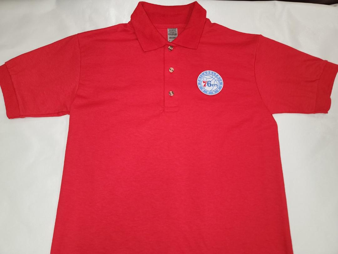 Mens NBA Team Apparel PHILADELPHIA 76ers Basketball Polo Golf Shirt RED
