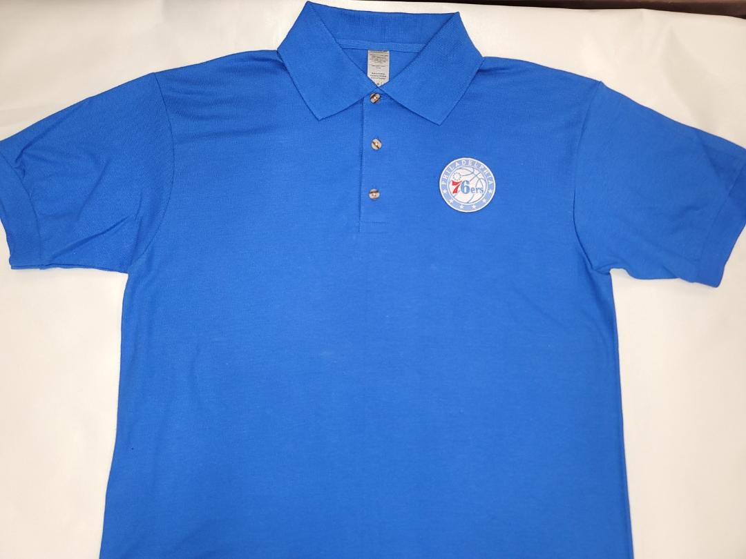 Mens NBA Team Apparel PHILADELPHIA 76ers Basketball Polo Golf Shirt ROYAL