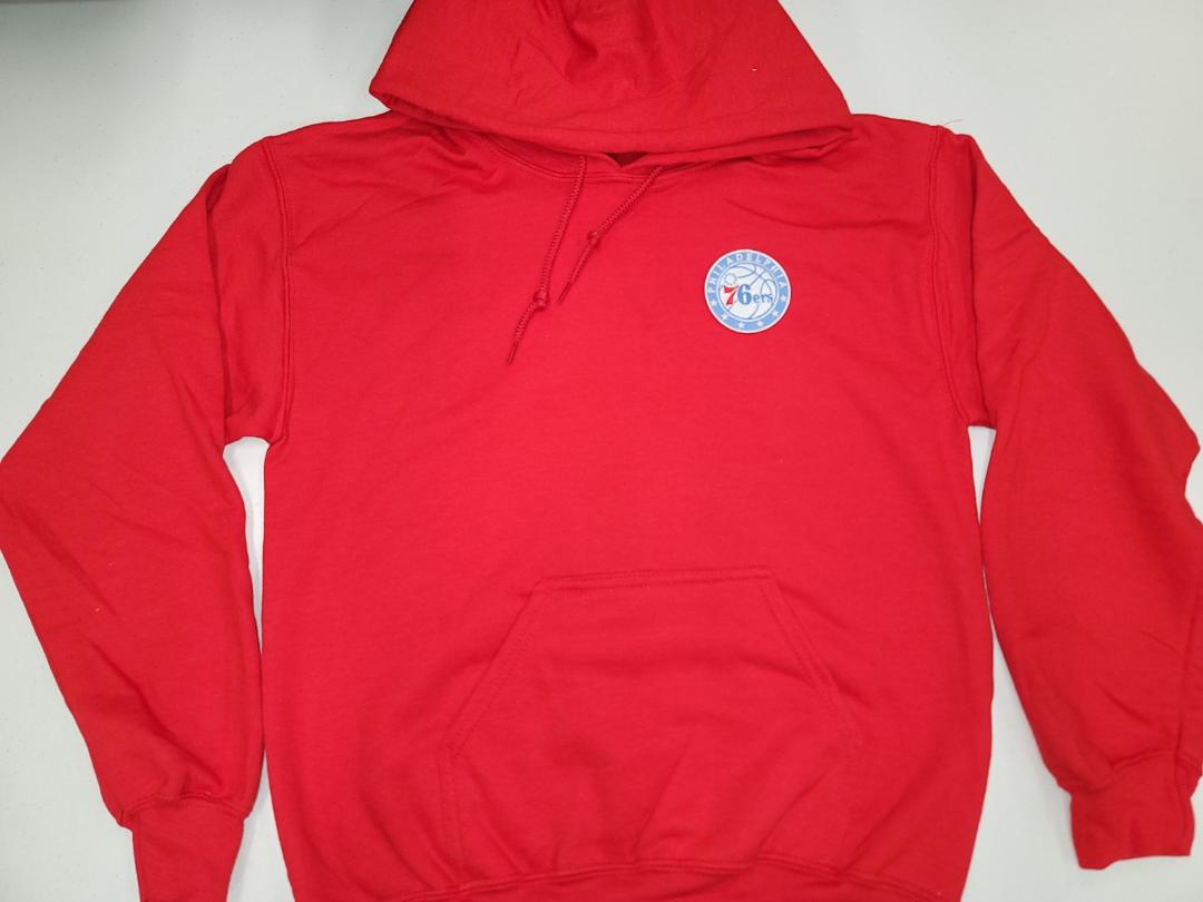 Mens PHILADELPHIA 76ERS Pullover Hooded Hoodie SWEATSHIRT RED All Sizes