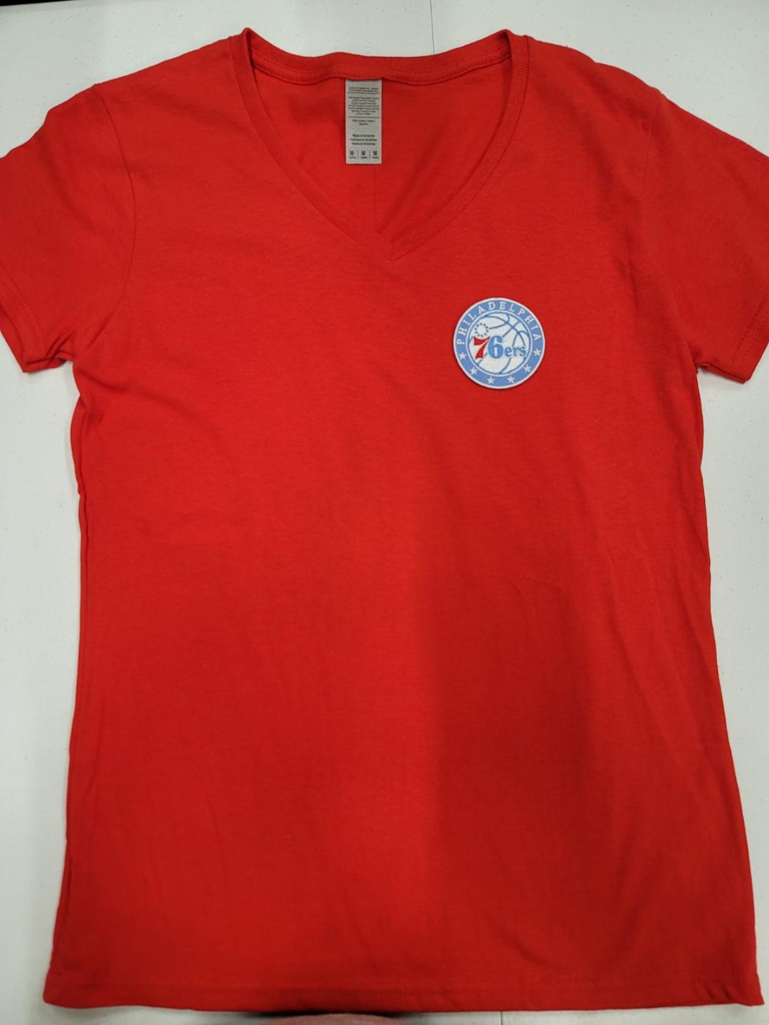 Womens NBA Team Apparel PHILADELPHIA 76ers V-Neck Basketball Shirt RED