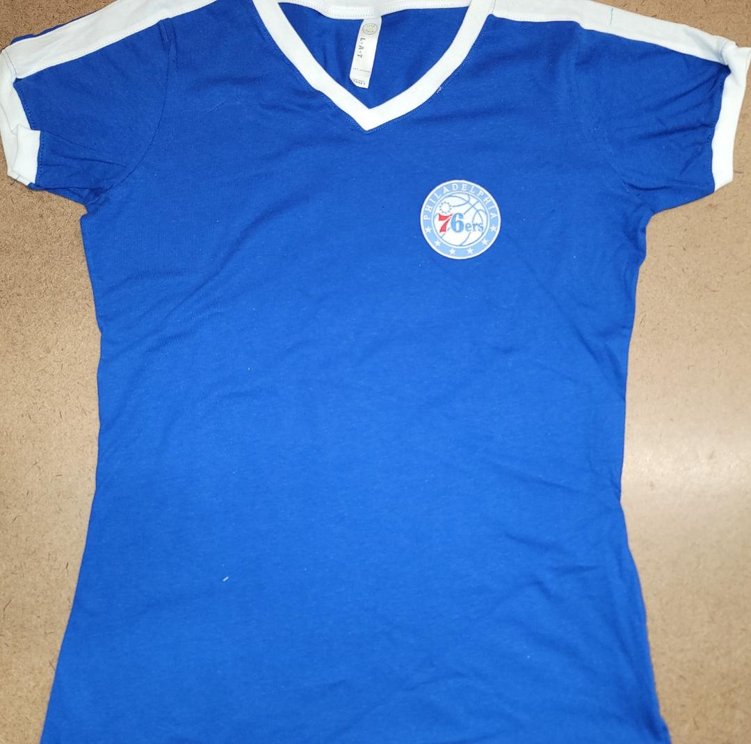 WOMENS NBA Team Apparel PHILADELPHIA 76ers V-Neck Ringer Shirt ROYAL